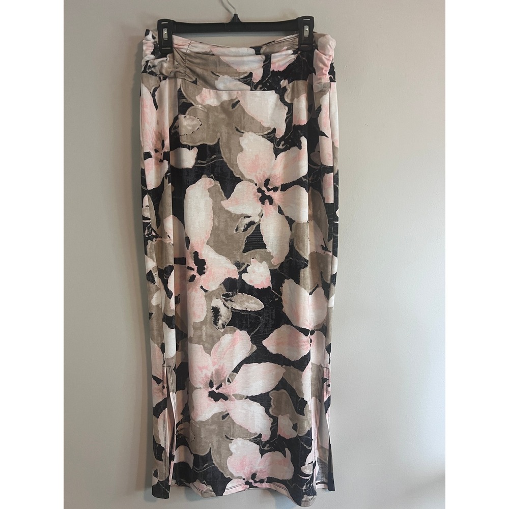 Cato EST. 1946 Womens Floral Maxi Skirt Beachncream Black Pink Size M NEW